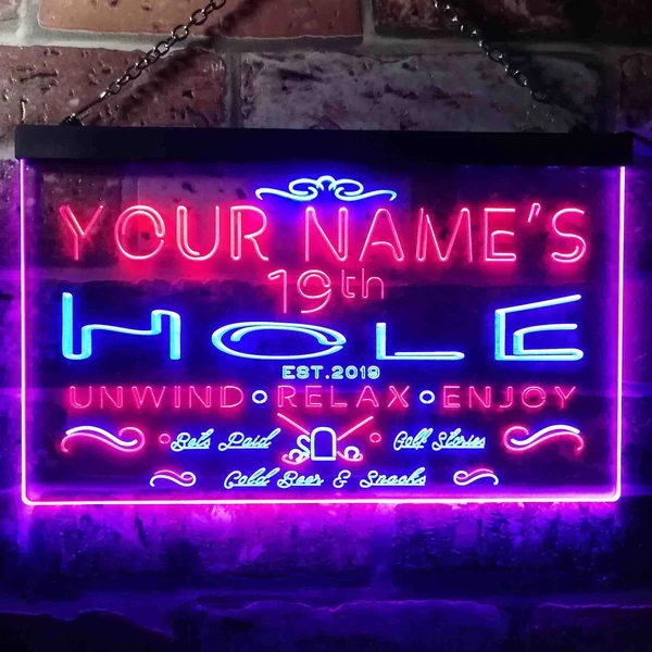 Personalized 18th Hole Dual LED Neon Light Sign